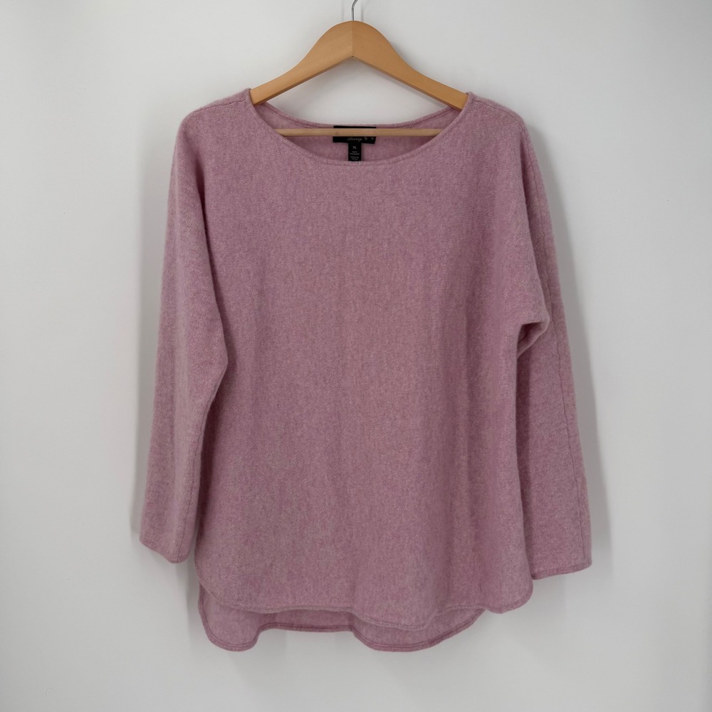 Charter Club Luxury Pink 100% Cashmere Boat Neck High-Low Sweater XL